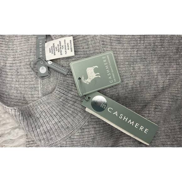 NEW INCASHMERE cashmere sweater with mongolian lamb cuffs in light grey - Picture 4 of 4